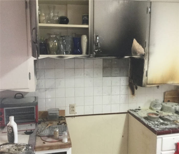 kitchen damaged in fire